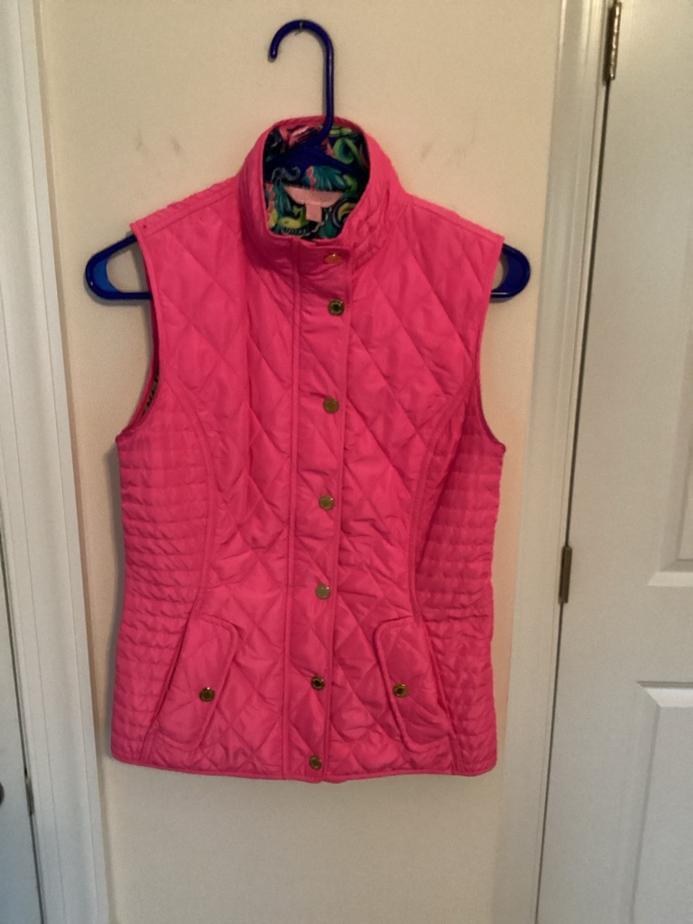 Lilly Pulitzer Hot Pink Quilted Sleeveless Vest, XS